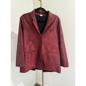 Ladies’ Lorain Croft Maroon‎ Red Crinkled Women’s Blazer Sz M Gorgeous